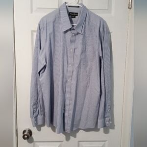 Eddie Bauer Men's Blue Striped Dress Shirt